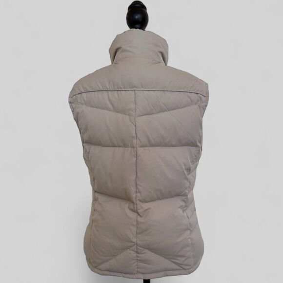 Street One Puffer Quilted Vest Tan Beige Size 6/8 Full Zip Buttons Turtle Neck - Picture 3 of 16